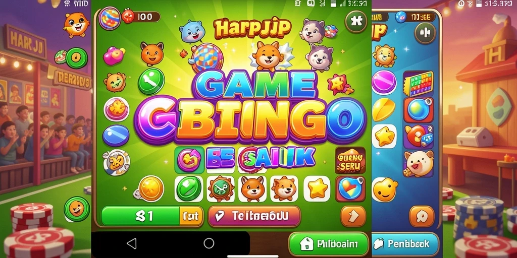 Tampilan gameplay seru dari HARAPJP yang penuh warna.
