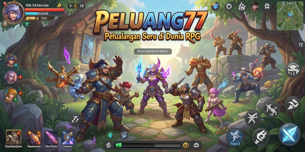 Tampilan antarmuka PELUANG77 dengan aksi pertarungan RPG yang mendebarkan.