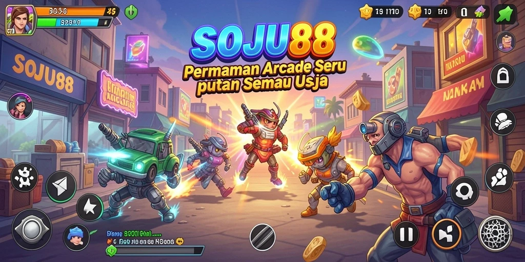 Screenshot gameplay SOJU88 yang menampilkan suasana arcade yang seru.