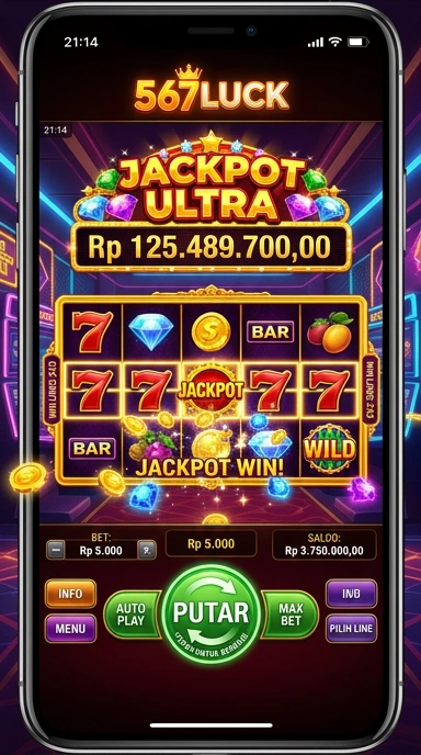 Tampilan utama aplikasi 567luck yang ramah pengguna.